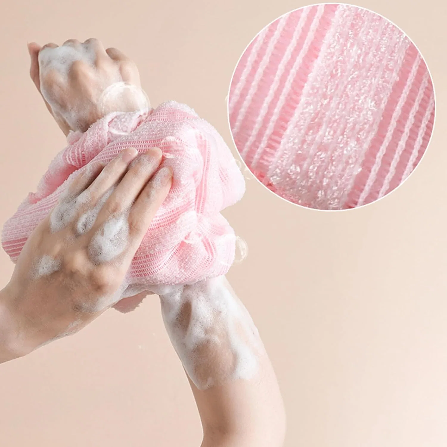 Мочалка для тела японская, отшелушивающая, Pink Generisch — фото 3