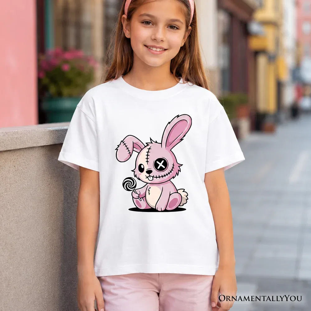 Детская футболка для мальчиков с принтом Cute Zombie Bunny OrnamentallyYou, темно-синий — фото 2