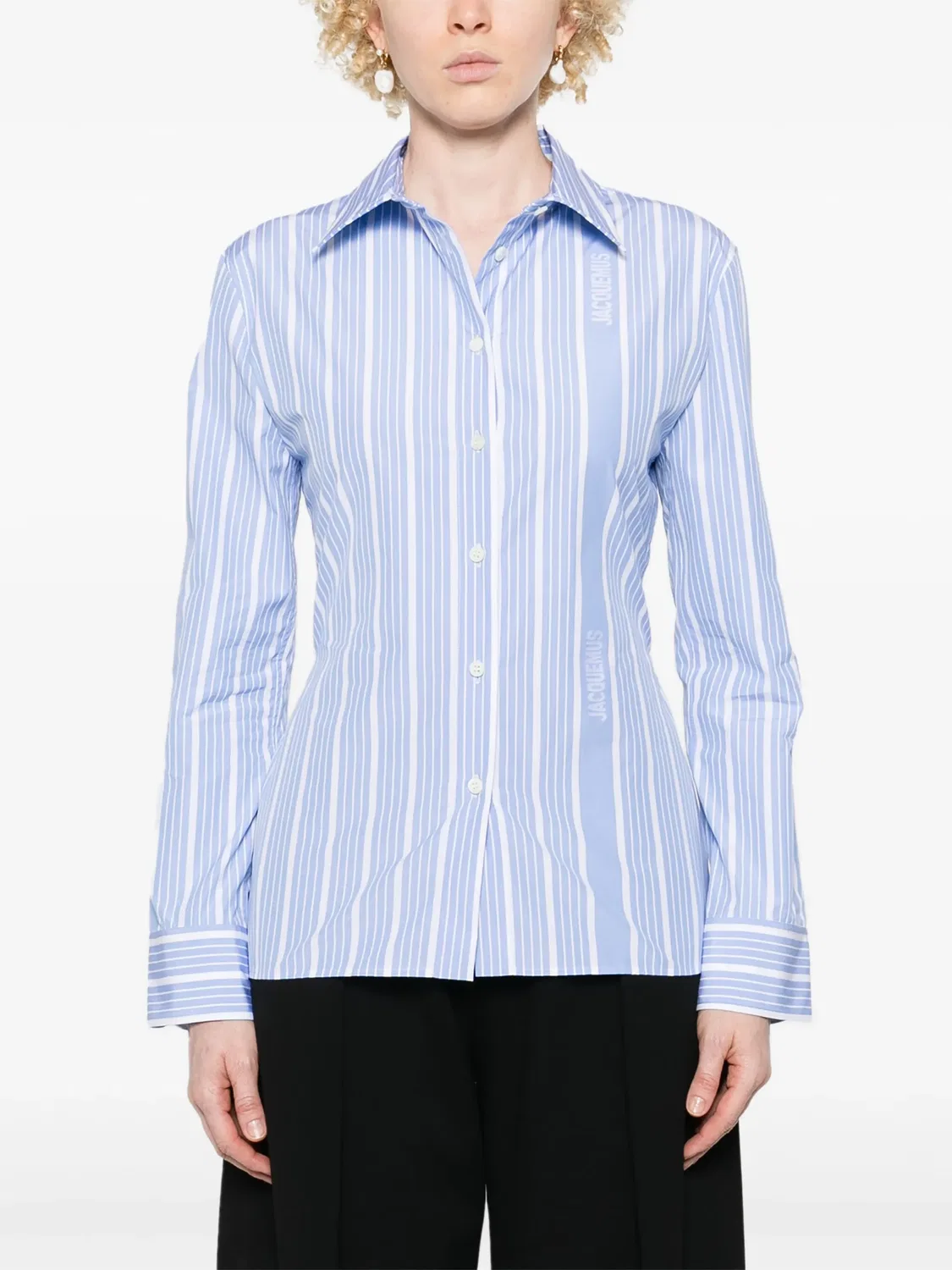 Рубашка Jacquemus La Chemise De Costume, небесно-голубой/белый — фото 3