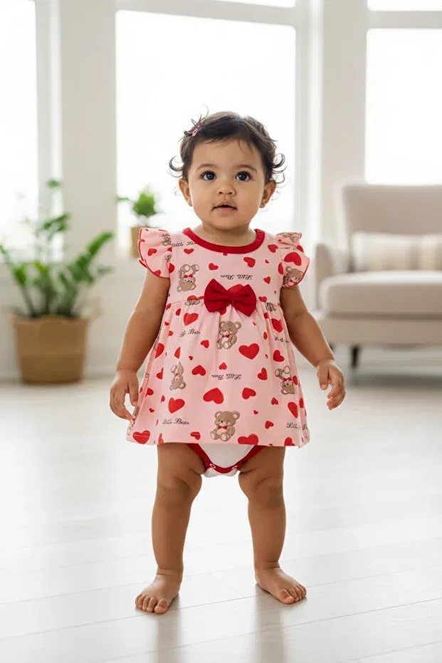 Детское платье для девочек с принтом Bow-Tie baby dress Biancofiglio, Pink