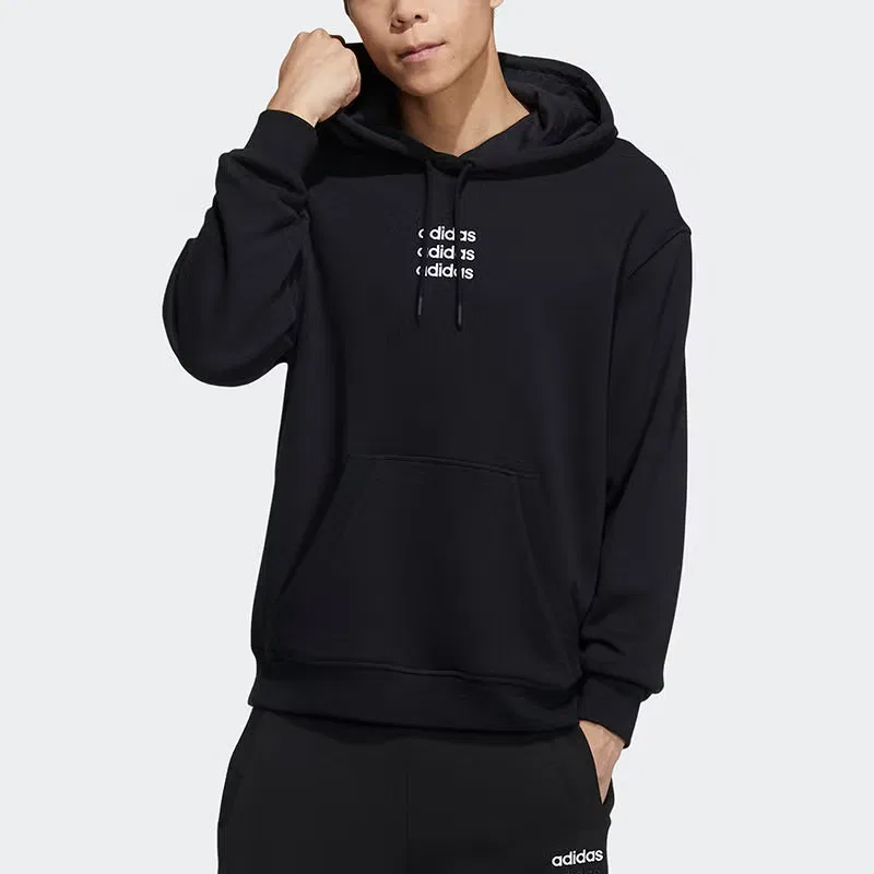 Худи с принтом спортивным логотипом Adidas, черный — фото 4