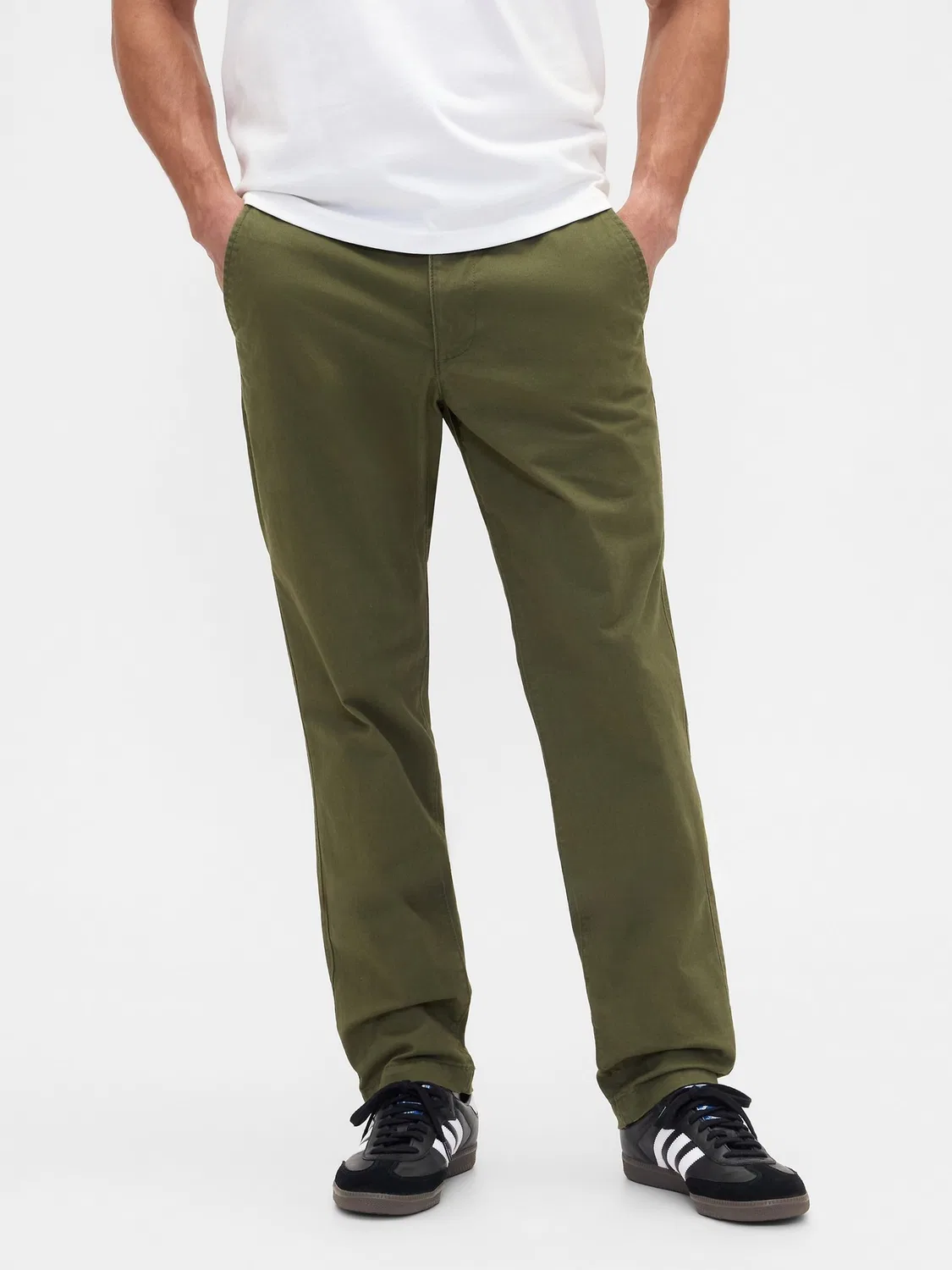 Брюки чинос, зауженные Gap Green, зеленый