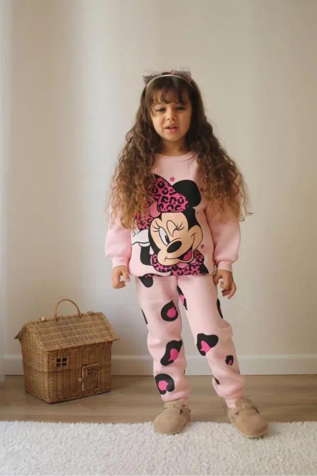 Детский для девочек комплект спортивных костюмов с принтом Minnie Elastic Legs Sdkb, Pink