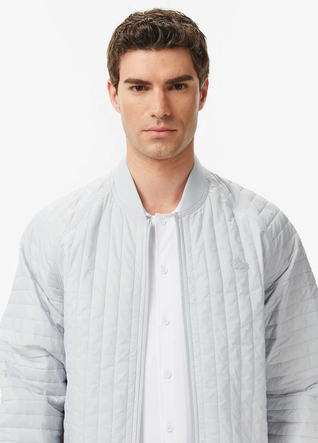 Бомбер Lacoste Relaxed Fit, серый — фото 2