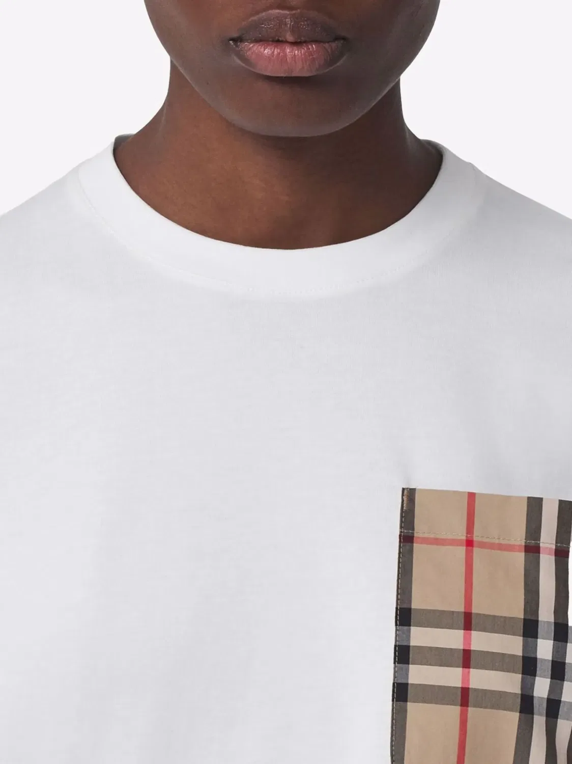 Футболка из хлопка с карманом в винтажную клетку Burberry, белый — фото 3