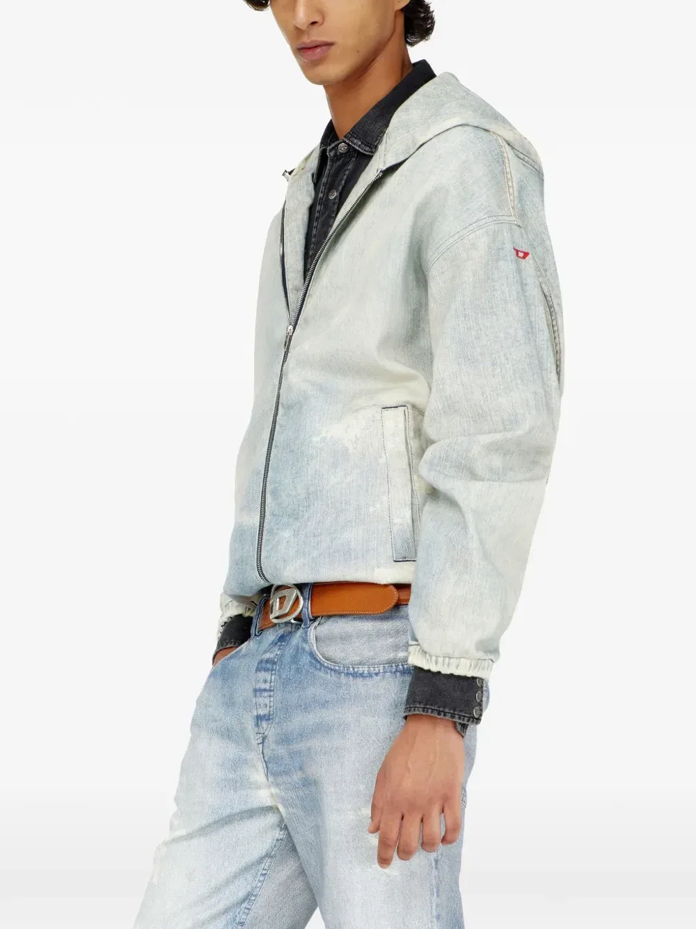 Куртка JoggJeans с капюшоном и эффектом обманки DIESEL, синий — фото 3