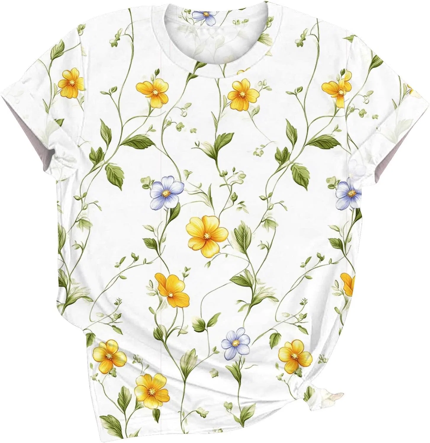 Женская свободная футболка с цветочным принтом Retro, Multicolor — фото 3