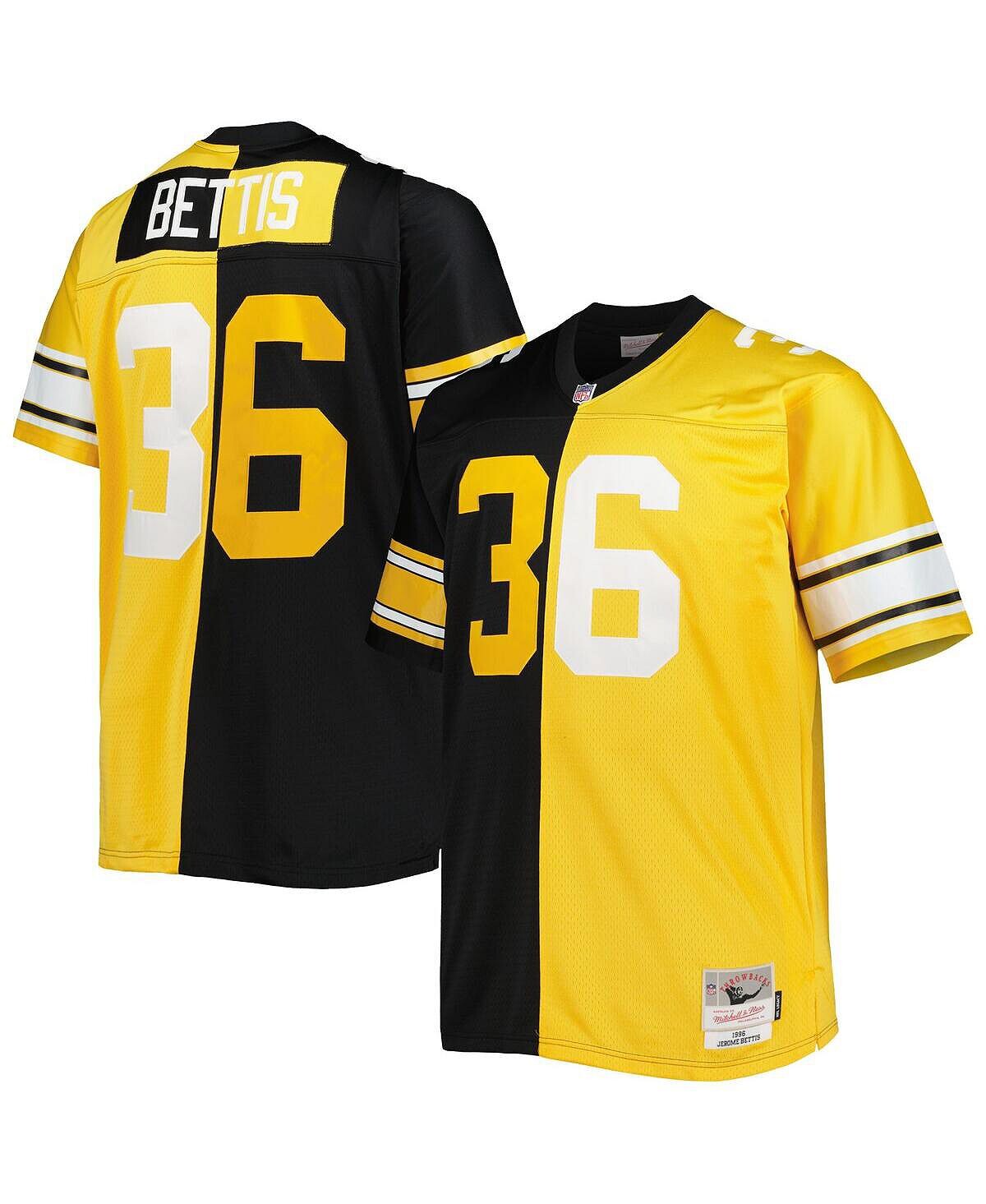 

Мужская футболка jerome bettis black and gold pittsburgh steelers big and tall split legacy, копия джерси для пенсионеров Mitchell & Ness, мульти