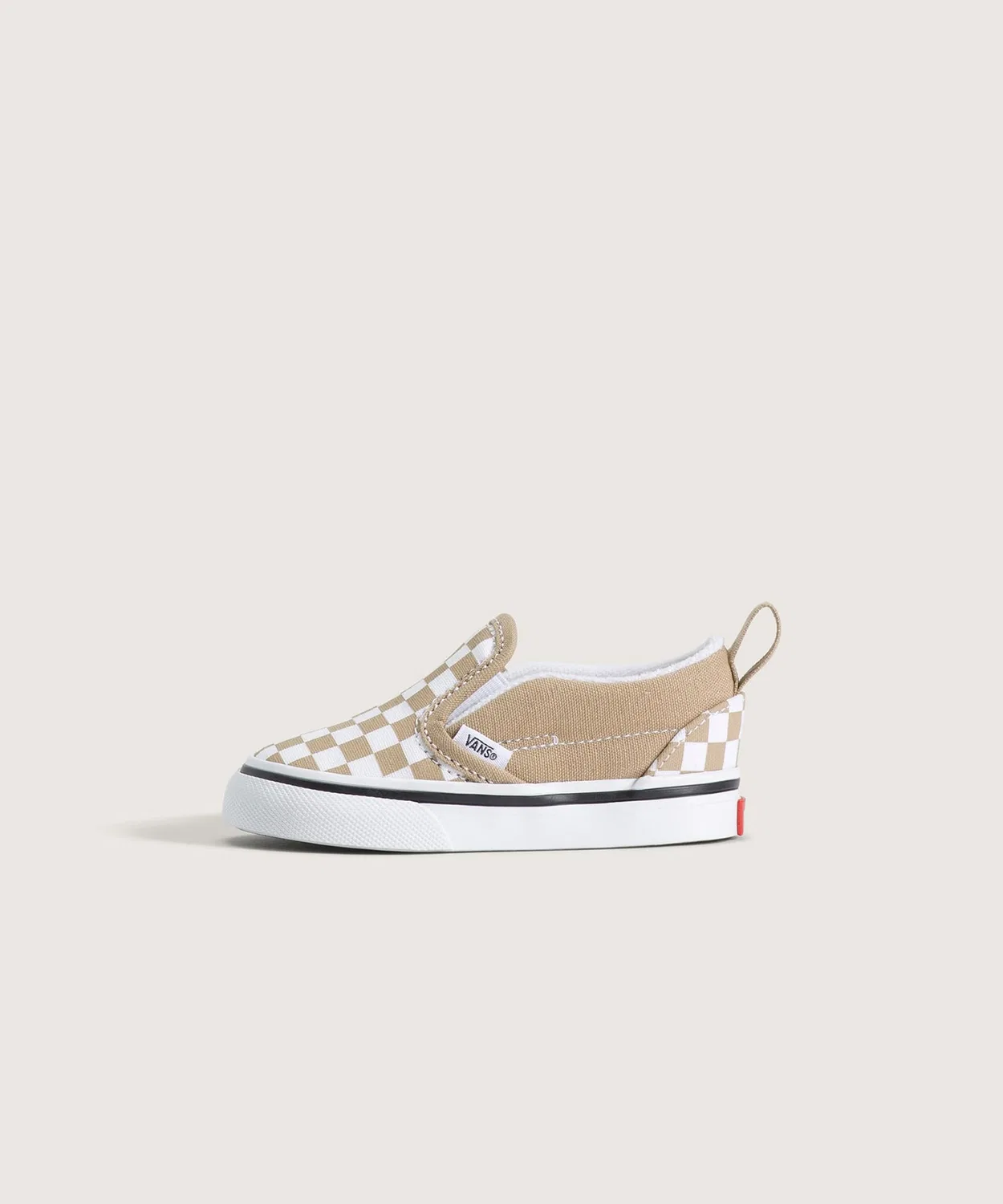 Детские кеды-слипоны с клетчатым принтом, модель Slip-On V COLOR THEORY CHECKER VANS, Бежевый