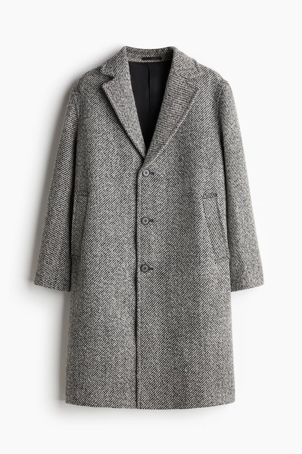 

Пальто из шерсти H&M A/W 2024 Loose Fit, черный/белый