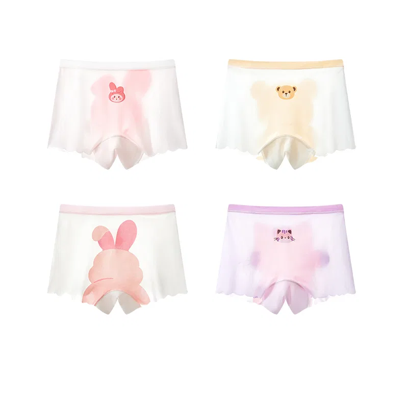 Детский комплект трусов для девочек 4 шт. Red bean, 4-Pack [Pink + Yellow + Light Purple + Pink]