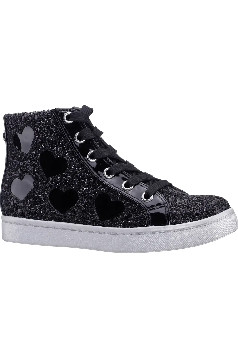 Детские кеды высокие с блестками Cass Nina, Black Glitter