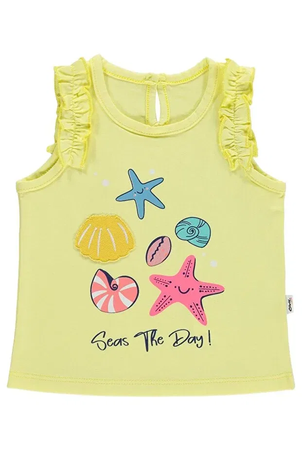 Детская футболка с принтом Mixed Print Embroidery Civil Baby, Lemon Yellow