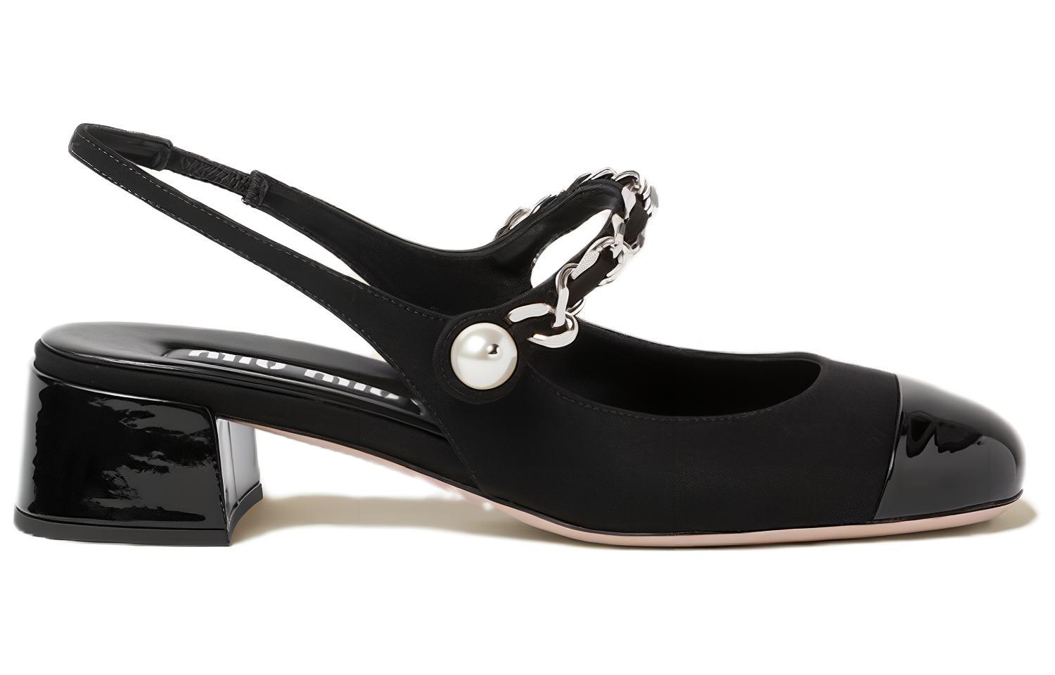MIU MIU Массивные каблуки на высокой шпильке 3,5 см женские черные — фото 4