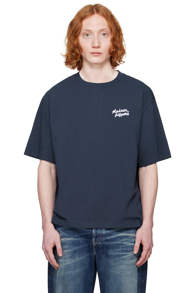 

Оверсайт футболка с надписью от Maison Kitsuné Maison Kitsuné, синий