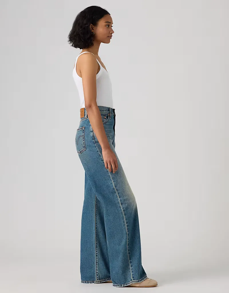 Джинсы Levi's Ribcage с широкими штанинами, темно-синие — фото 4