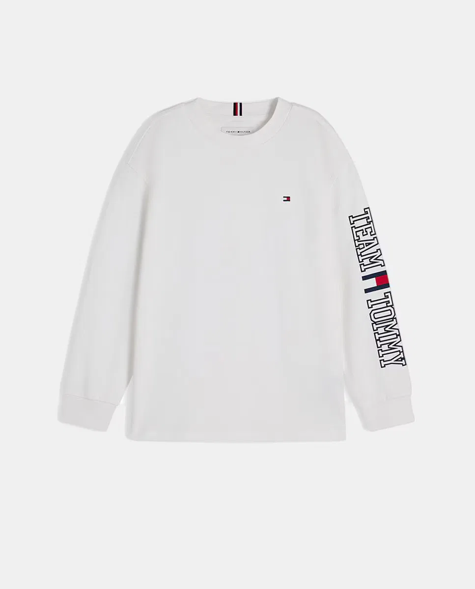 Детская футболка с длинным рукавом, Logo, Tommy Hilfiger, белый