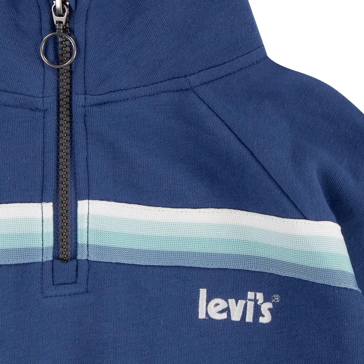 Пуловер Meet and greet 7-16 лет в одежде с застежкой-молнией на четверть длины Levi's, True Navy - Blue — фото 3