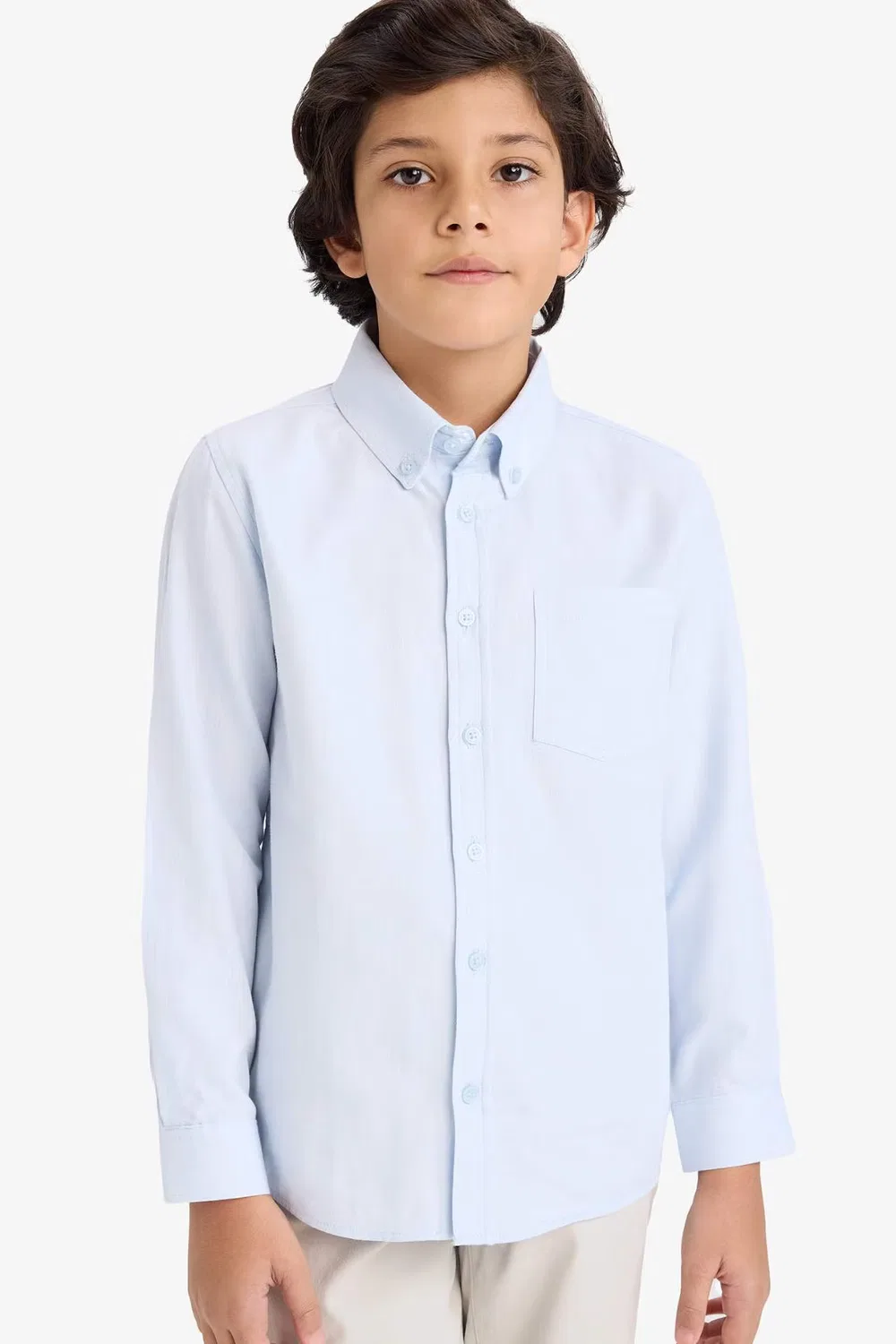 Рубашка с длинным рукавом Regular Fit Oxford Defacto, синий