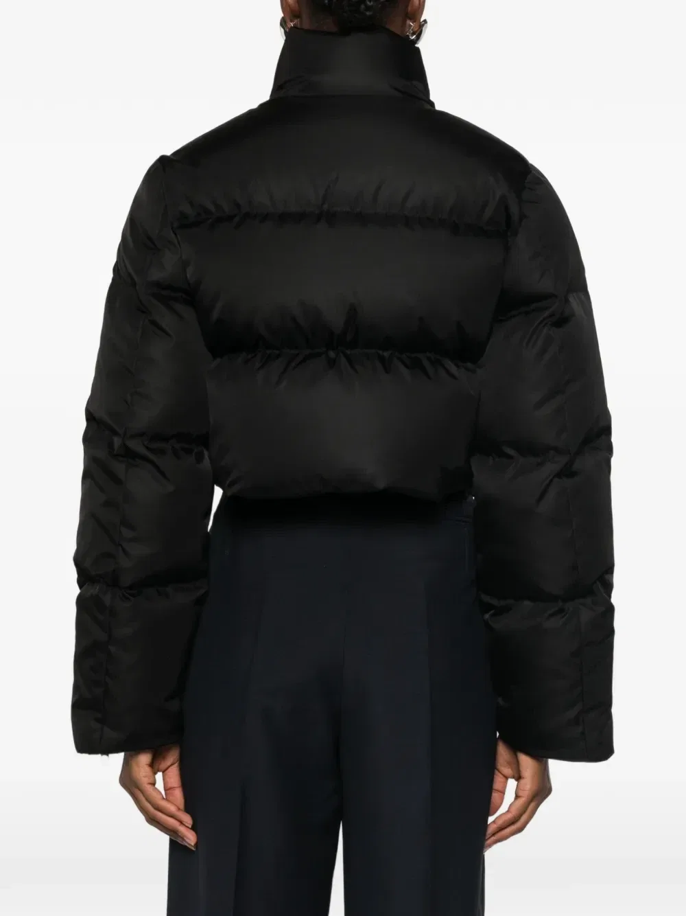 Укороченная пуховая куртка Re-Nylon Prada, черный — фото 4