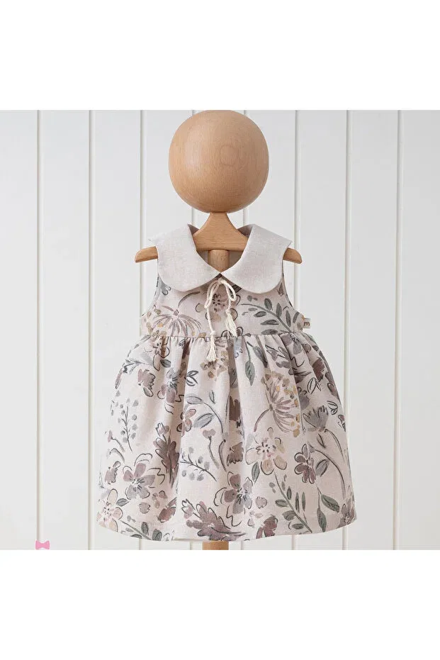 Детское платье для девочек с принтом Bohemian Floral Patterned Cotton Baby Dress Didustore, Brown