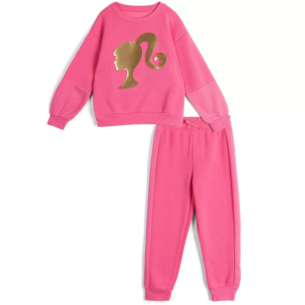 Детский комплект из толстовки и спортивных штанов с принтом Barbie Girls Fleece Pullover Sweatshirt and Jogger Pants Outfit Set Barbie, Rose Pink