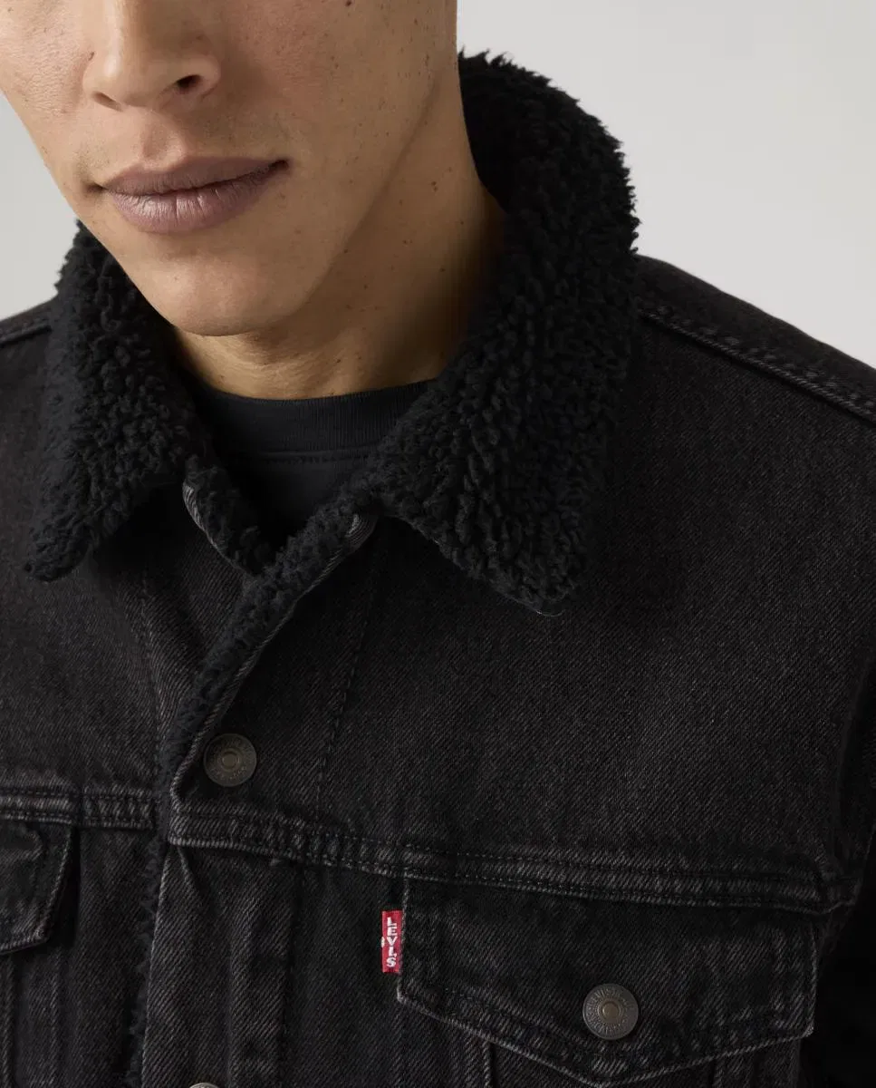 Мужская куртка из денима с овчиной Levi's, Negro — фото 3