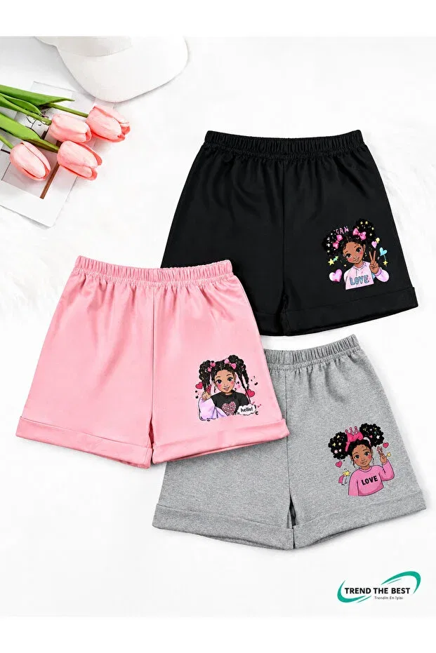 Детские шорты для девочек с принтом Trend The Best Trendin En Iyisi, Multicolor