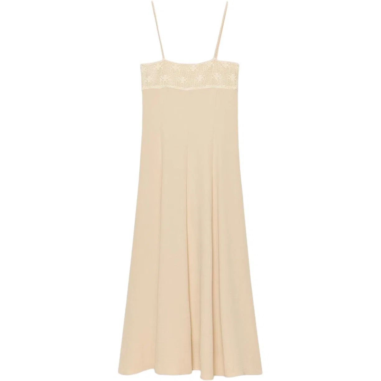 Женское платье-комбинация с длинной юбкой Raw White ZARA, Raw White — фото 3