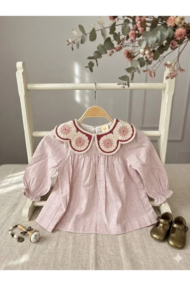 Детское платье для девочек с длинным рукавом Viababy, Pink — фото 2