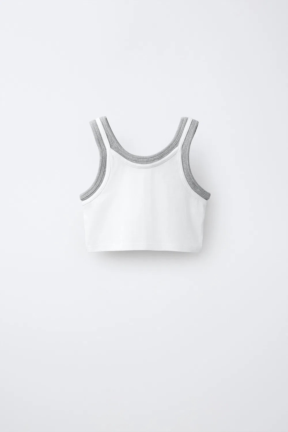 Контрастный двухслойный топ ZARA, White
