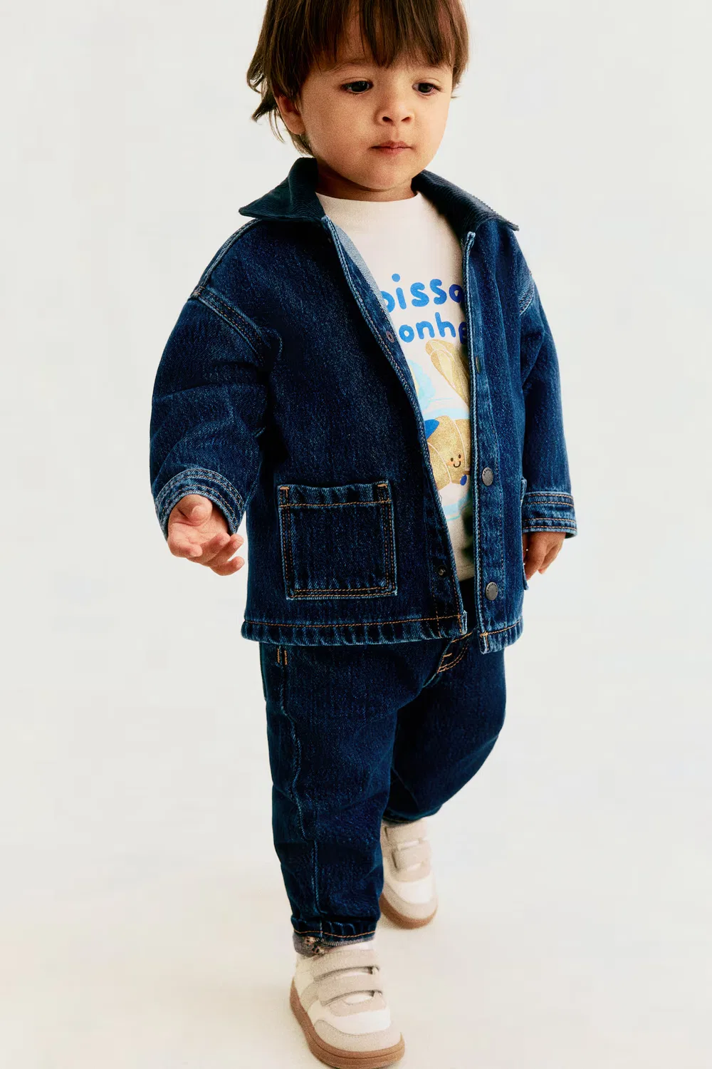 Джинсовая куртка с вельветовым воротником H&M, Dunkles Denimblau