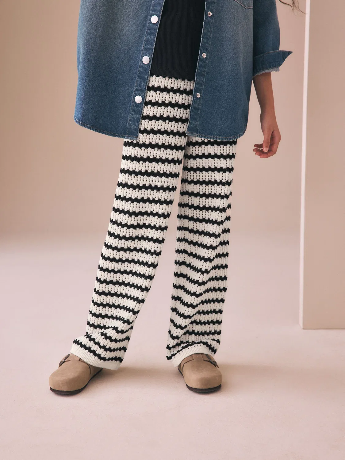 Брюки вязаные, Monochrome Knitted Trousers Next, монохром — фото 3