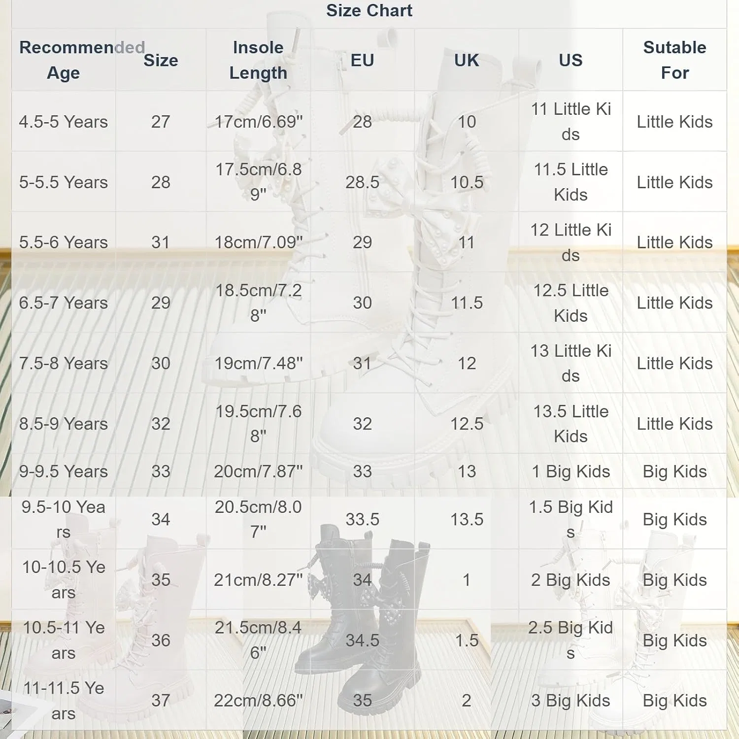 Детские ботинки для девочек на шнуровке с бантом Rhinestone Stud Bow, Beige — фото 3