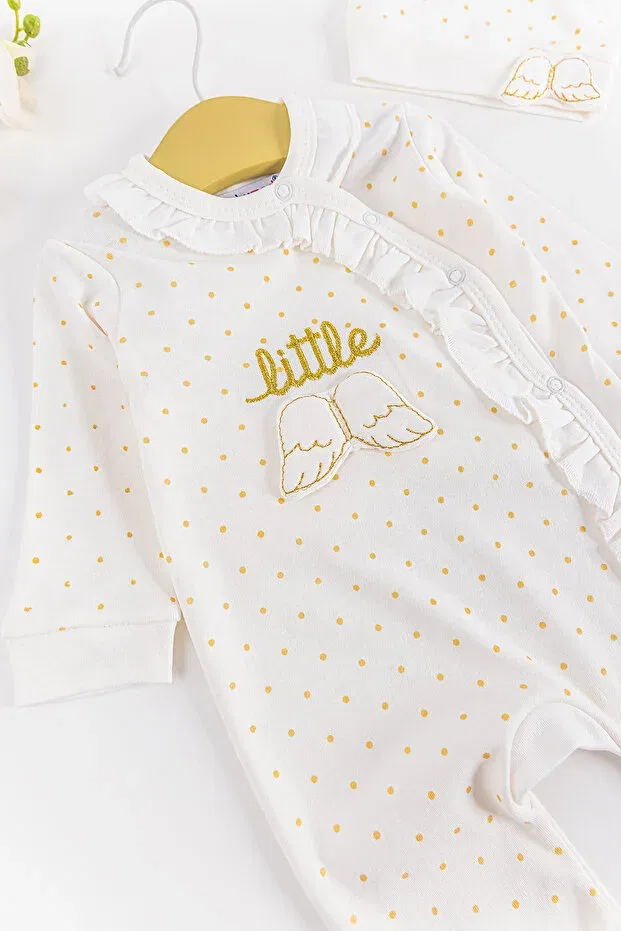 Детский комбинезон для девочек с оборками Ruffled baby girl angel wings jumpsuit Babymod, Cream — фото 2