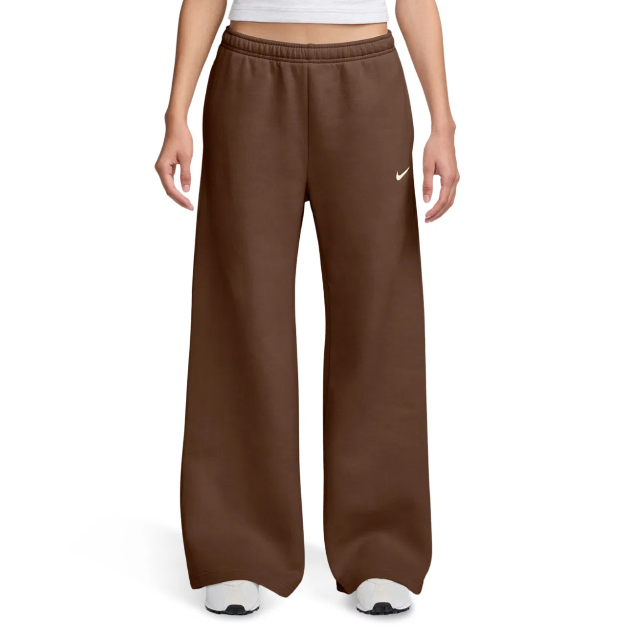 Женские широкие брюки из футера Nike Studio Fleece Wide Leg Pant, Cacao/Sail