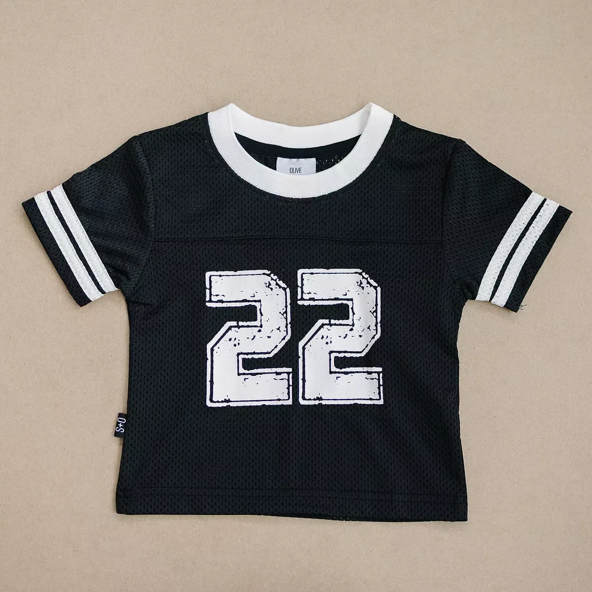 Детская футболка-джерси с принтом Varsity Mesh Jersey Graphic Boxy Fit Short Sleeve Tee Olive + Scout, Blue