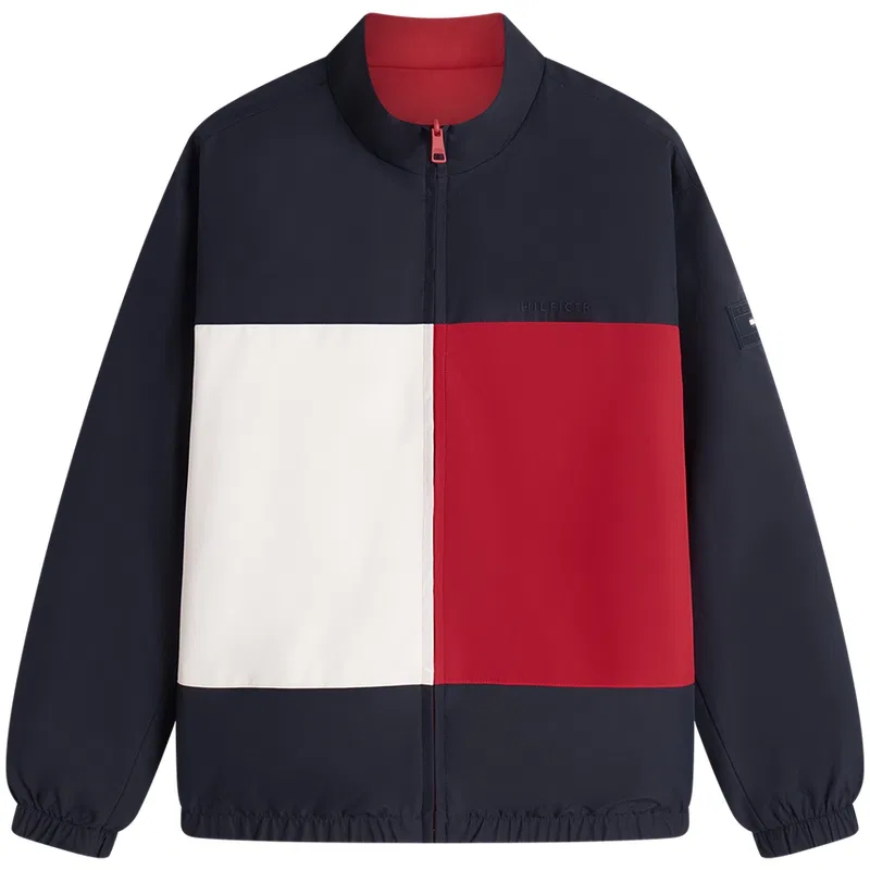 Детское пальто с воротником-стойкой Down Jackets Unisex Stand Collar Moderate Tommy Hilfiger, Navy Blue & Red & White/Red DW5 — фото 4