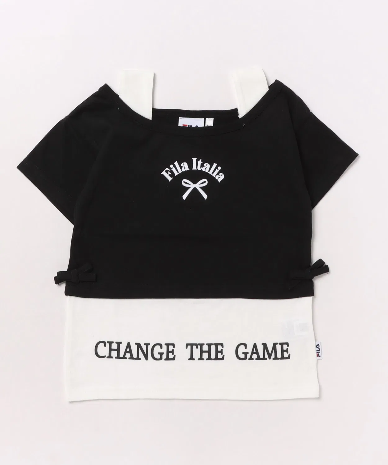 Детская футболка с принтом, имитация слоев, модель Layered FILA, Black — фото 3