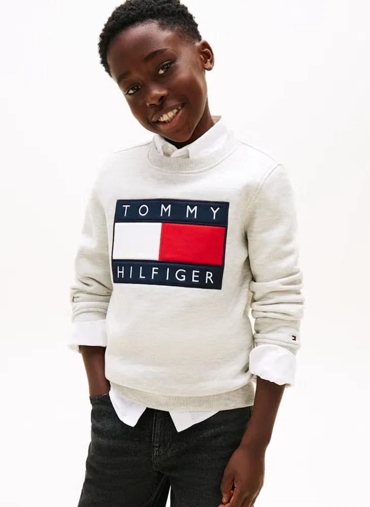 Свитшот с принтом флага Tommy Hilfiger, светло-серый