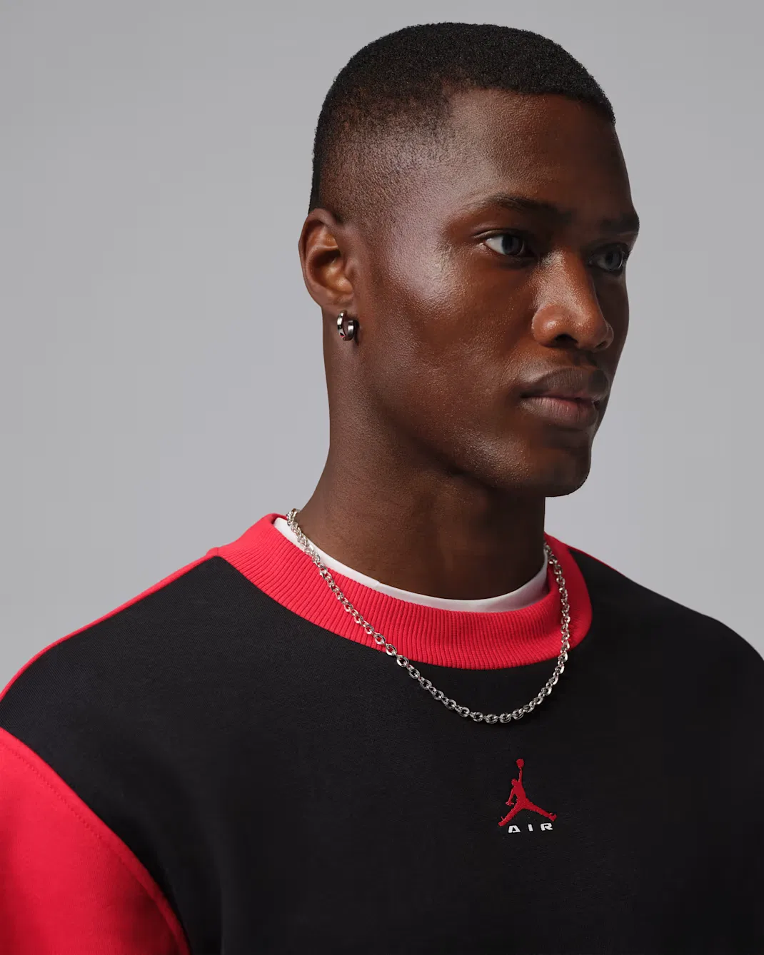 Мужская флисовая толстовка с круглым вырезом Jordan Brooklyn, Black/University Red/University Red — фото 3