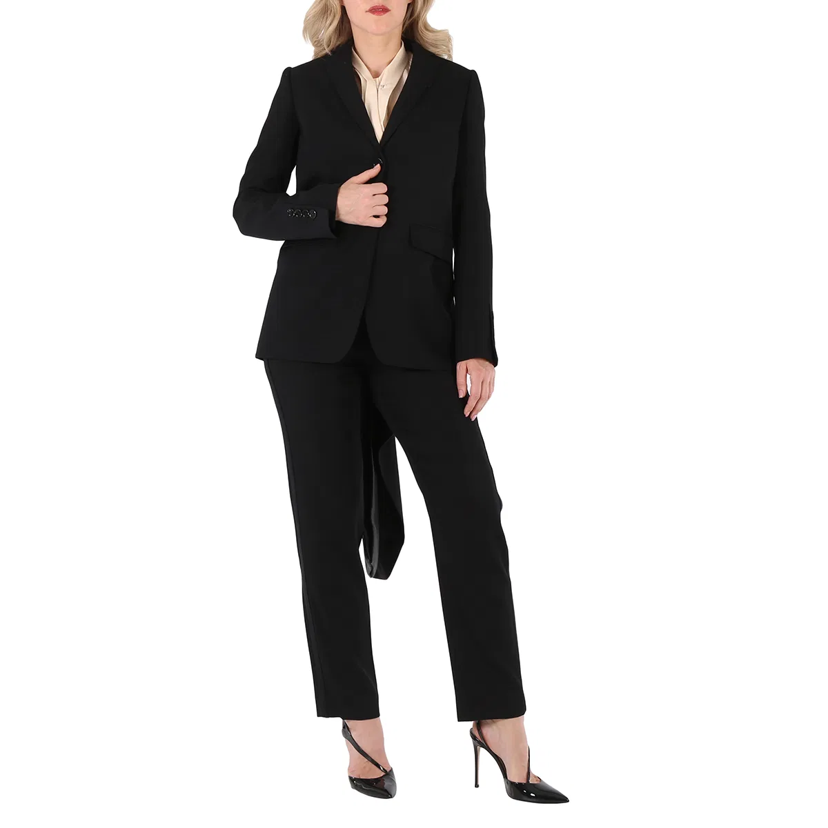Пальто шерстяное приталенное Exaggerated Panel Detail Wool Tailored Jacket Burberry, Black