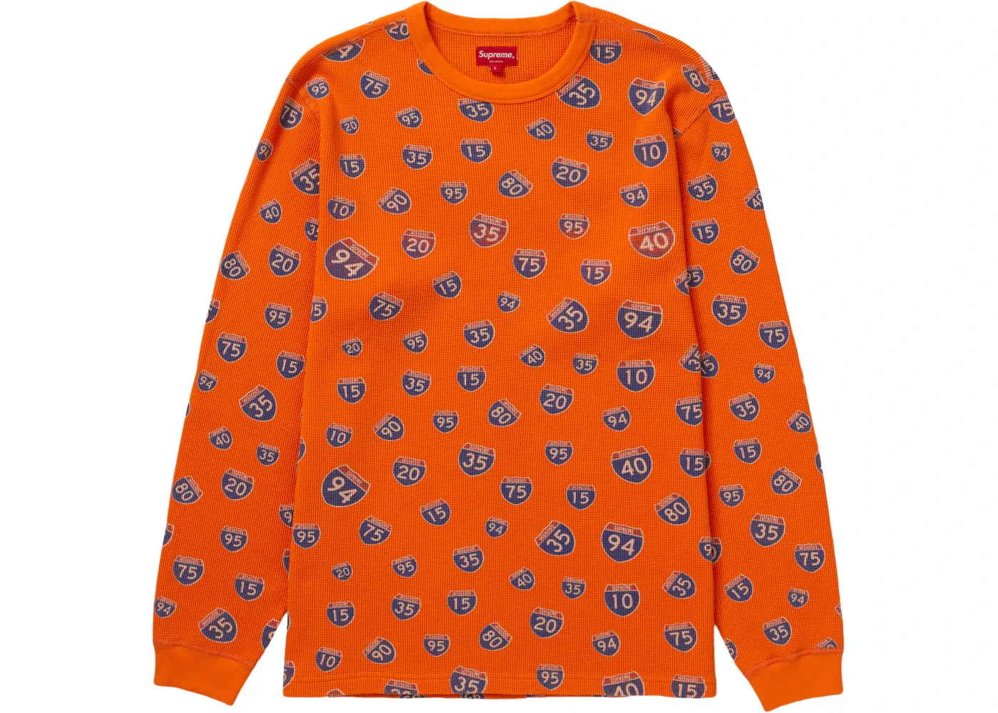 Мужской свитер с принтом Supreme Interstate Waffle Thermal, Orange