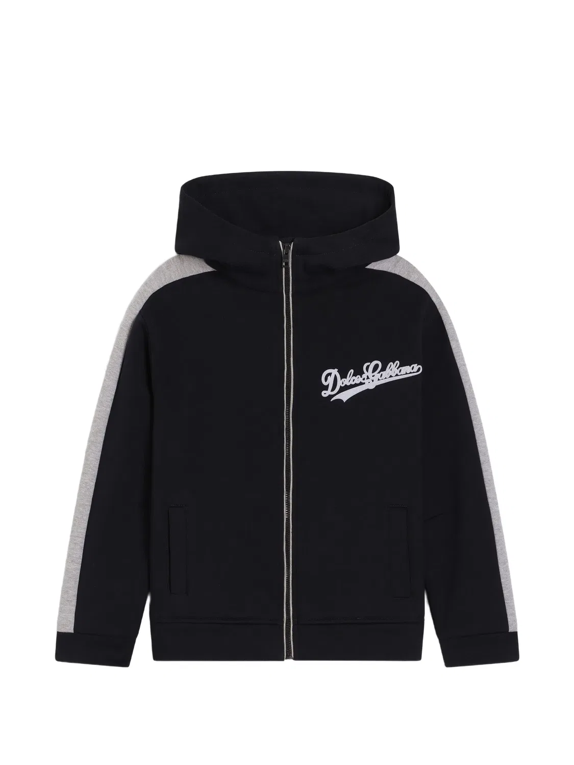 Хлопковое худи на молнии с логотипом Dolce & Gabbana, синий