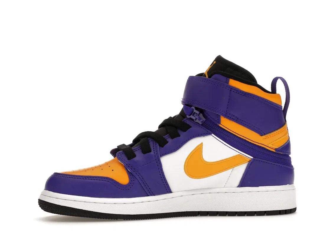 Детские кроссовки для девочек без шнурков Jordan 1 High FlyEase Jordan, Dark Concord/White/Black/Taxi — фото 3