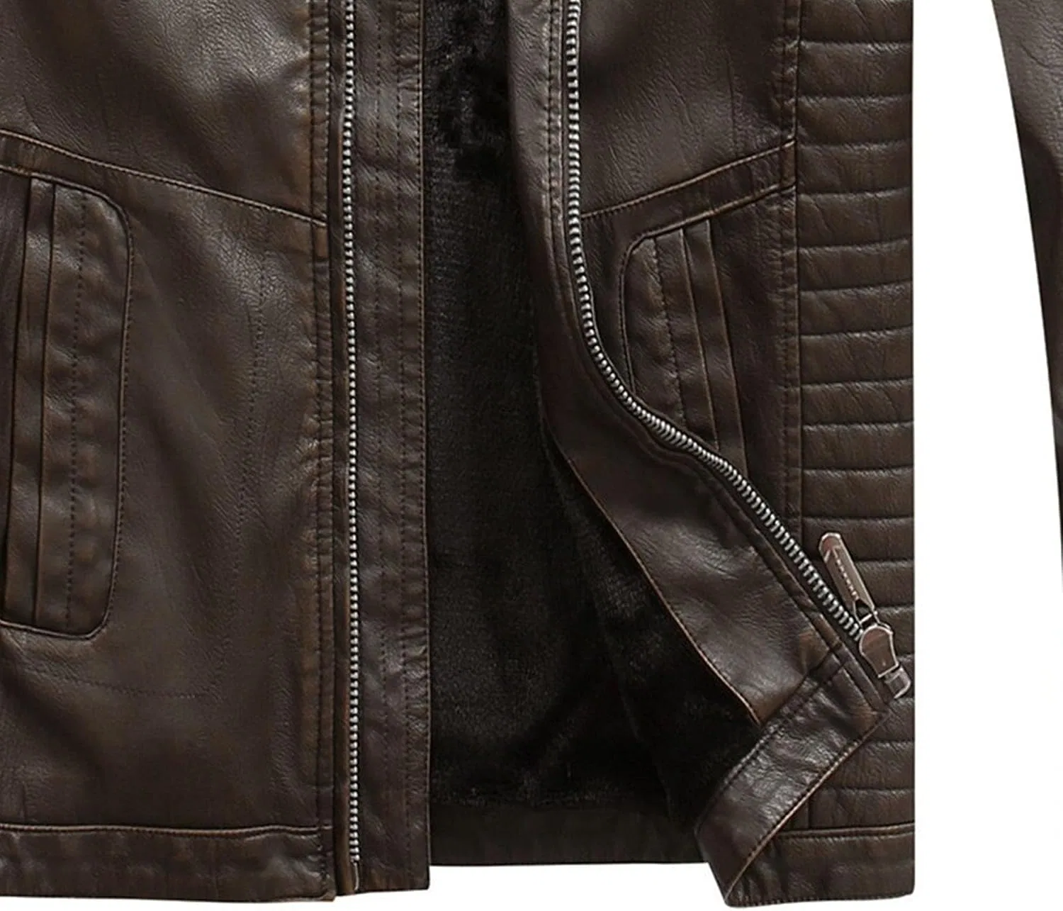 Мужская куртка-косуха с молнией, модель Vintage Zip-Up, коричневый — фото 3