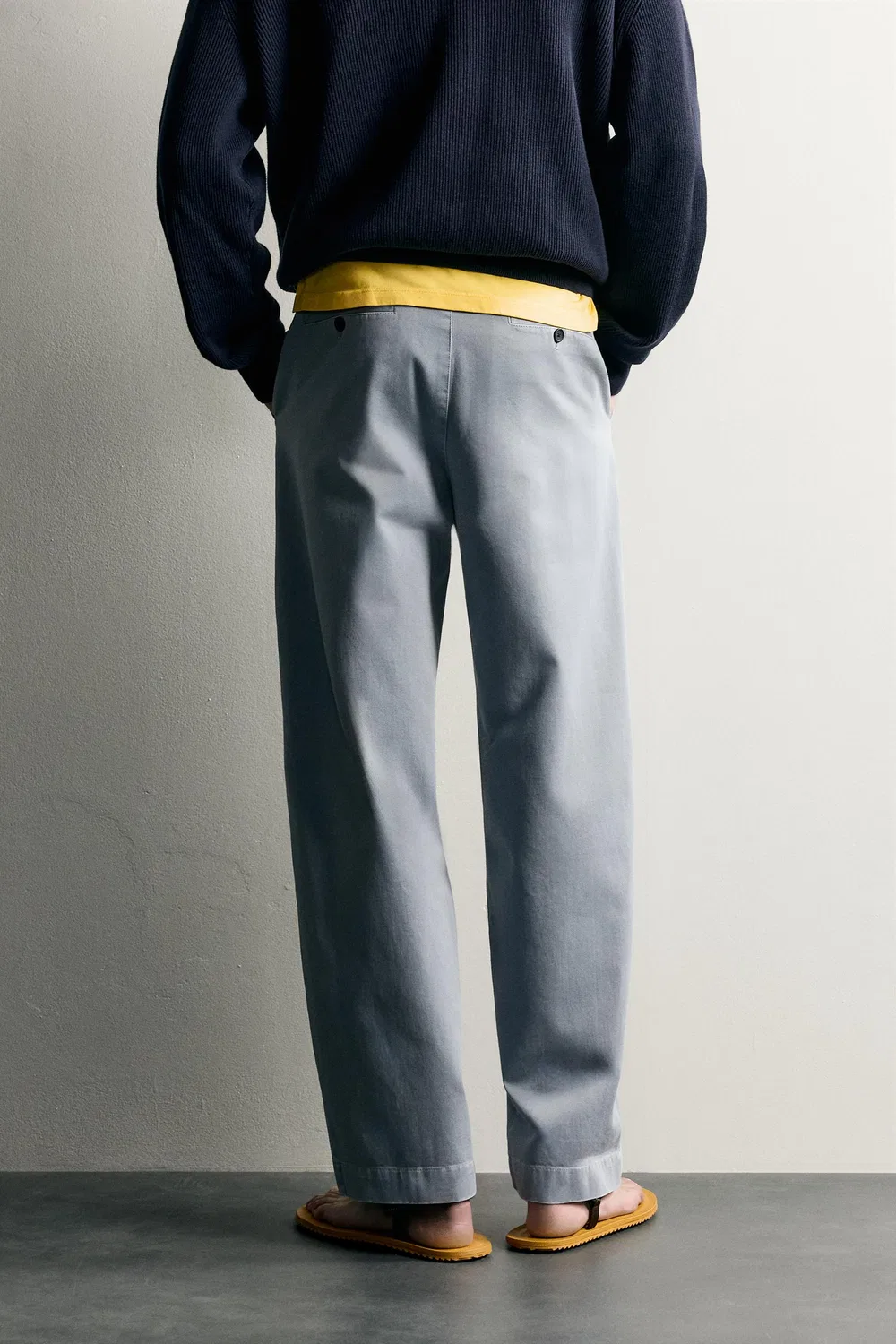 Брюки чинос свободного кроя, выстиранные. ZARA, Faded sky blue — фото 3