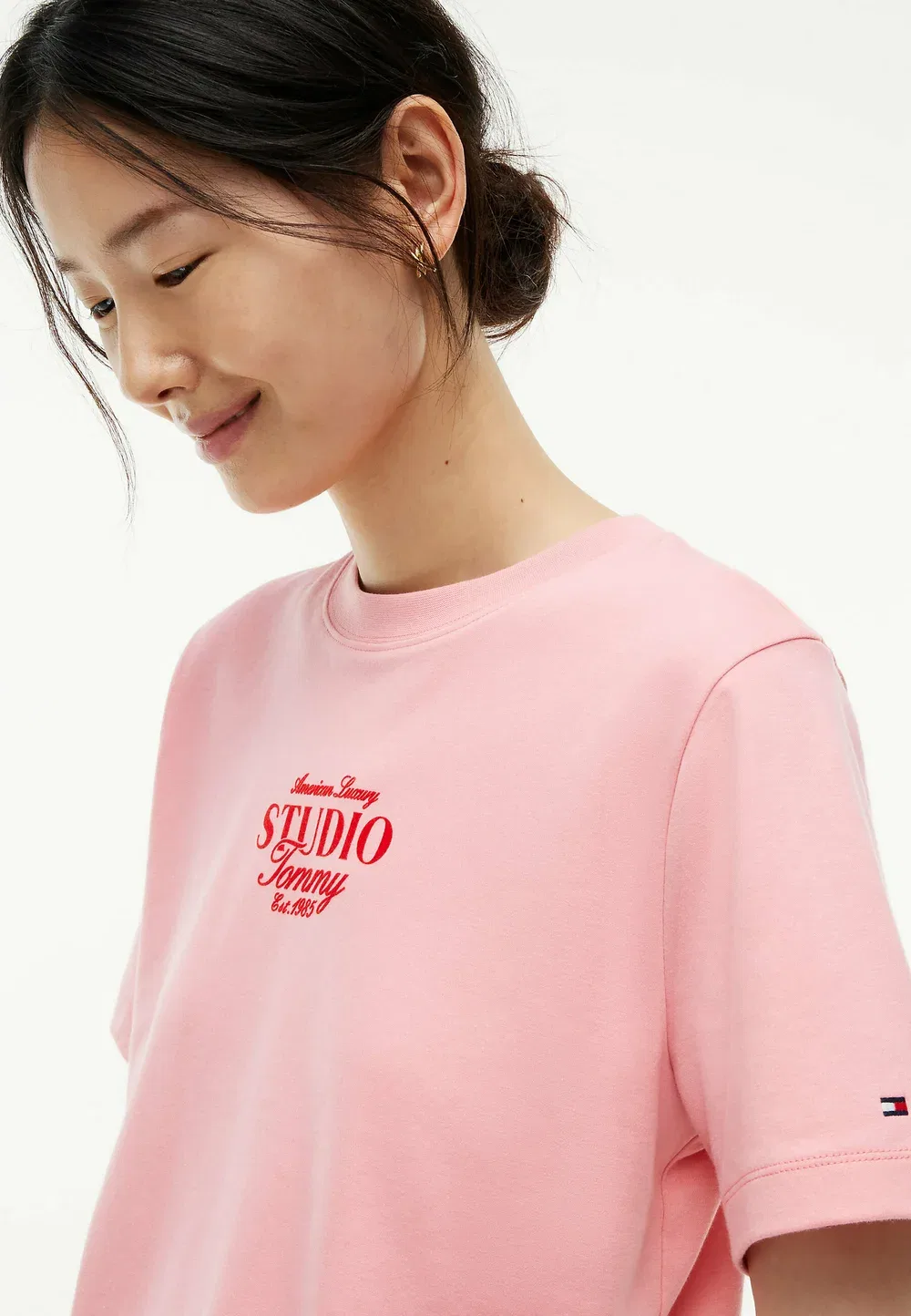 Футболка с круглым вырезом из трикотажа с логотипом - футболка с принтом Tommy Hilfiger, Carnation Pink — фото 4