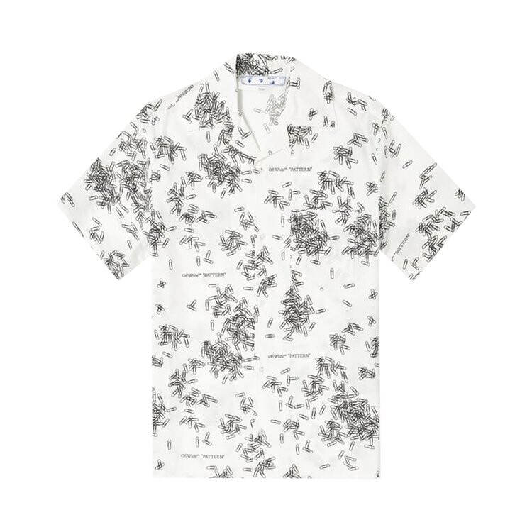 

Рубашка Off-White Allover Paperclip Print Holiday Shirt 'White/Black', белый