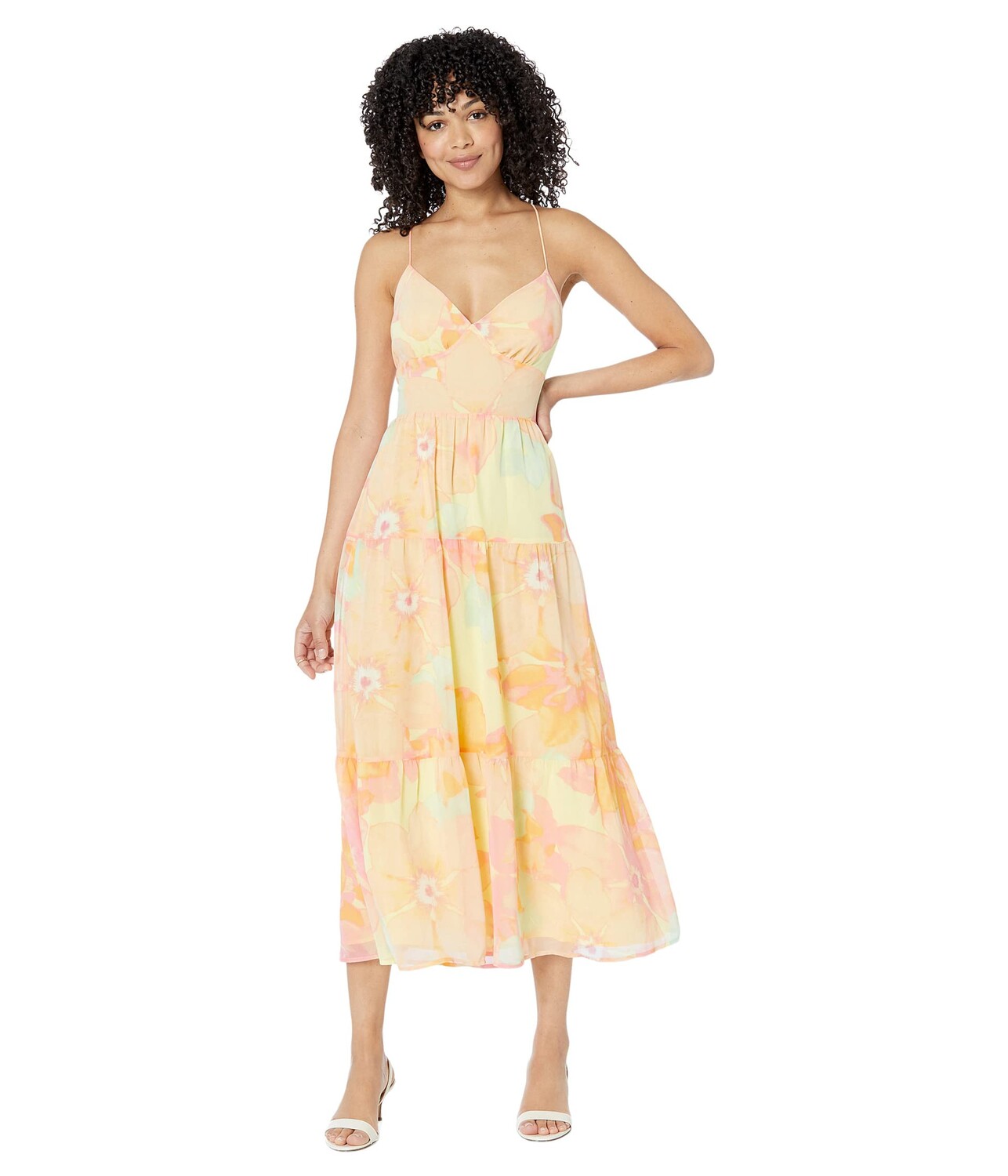 

Платье WAYF, Cami Lace-Up Back Tiered Maxi Dress